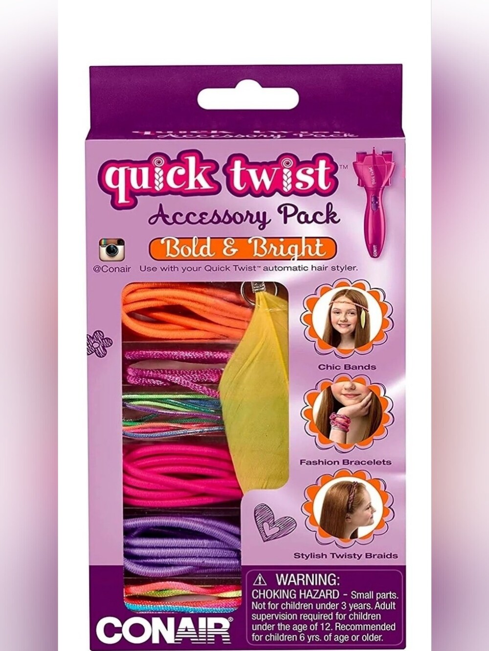 Conair Quick Twist Accessory Pack-Bold & Bright-NIB